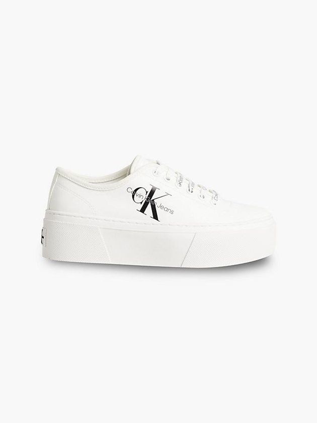 Calvin Klein USA Recycled Canvas Platform Womens Sneakers White 3567298-LS